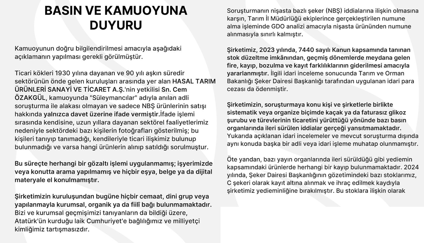 Hasal Tarım Duyuru